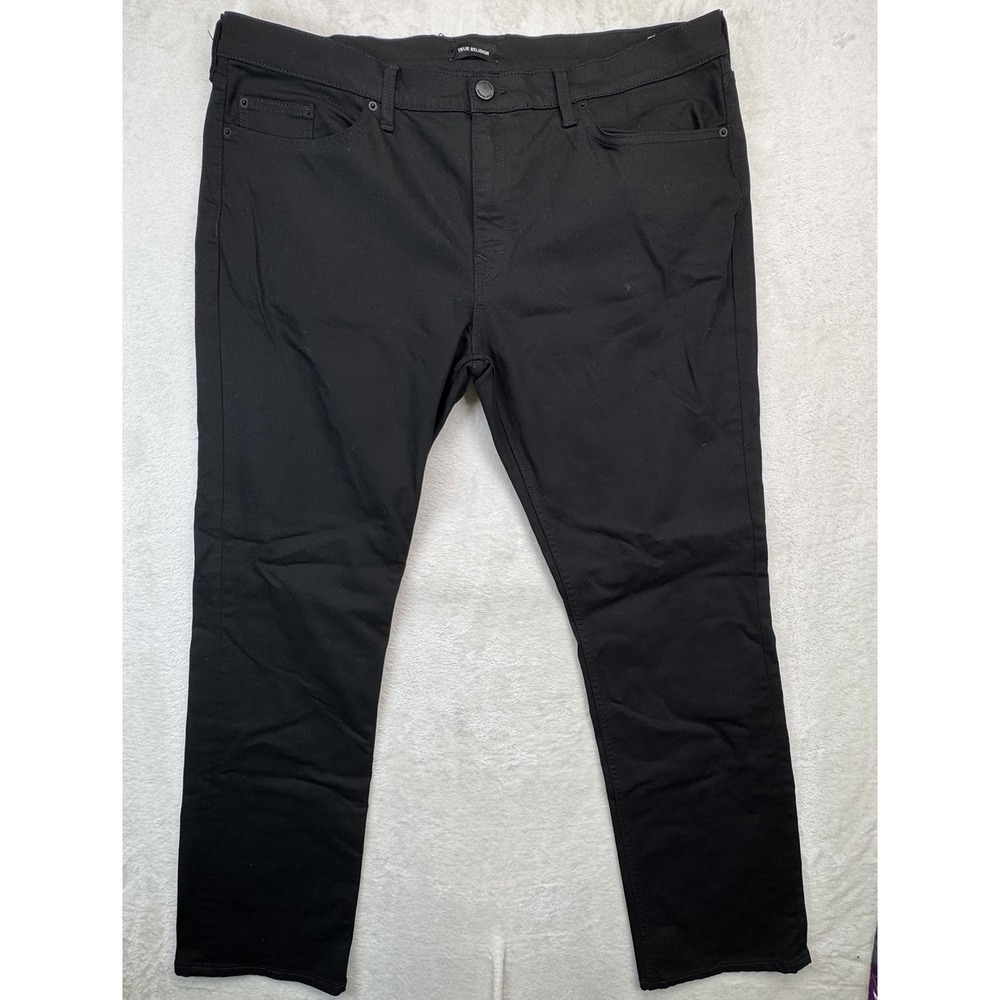 True Religion Men's Black Stretch Jeans 40W Straight Leg 5 Pocket Casual Pants